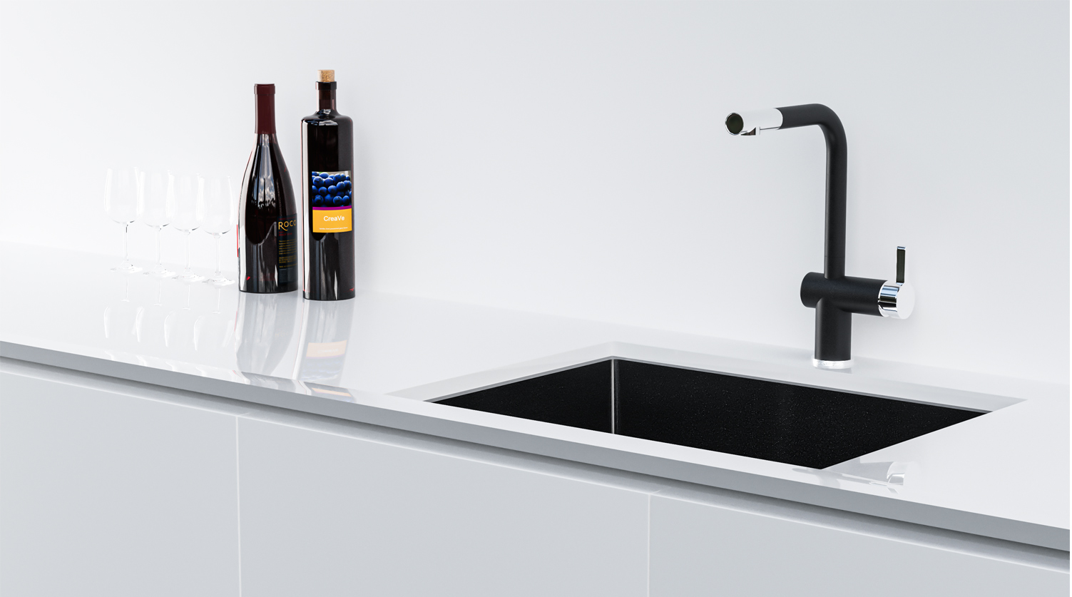Tidy And Clean Countertop With Undermount Granite Sink G-U6146D